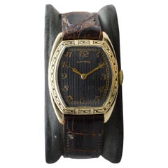 Vintage Hamilton Yellow Gold Filled Deco Style Tonneau with Rare Original Dial 1950