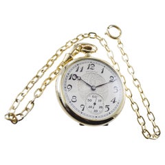 Hamilton Yellow Gold Filled Open Faced Enamel Dial Railroad Pocket Watch, 1940s