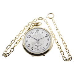 Antique Hamilton Yellow Gold Filled Open Faced Enamel Dial Railroad Pocket Watch, 1940s