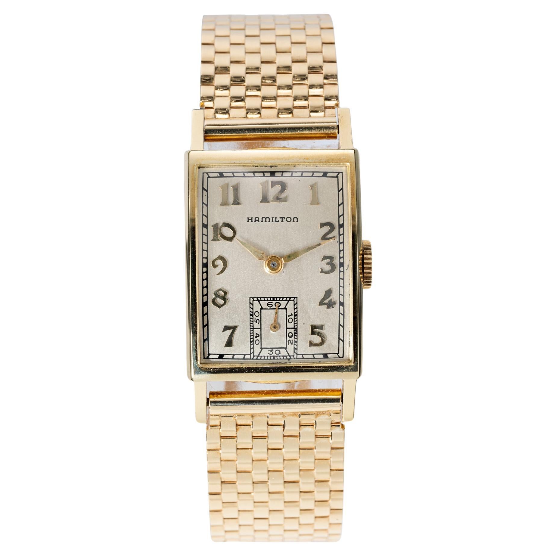 Hamilton Yellow Gold Wristwatch For Sale