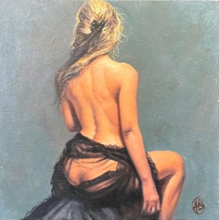 Sheer Oil on Canvas Painting, Contemporary Nude, Framed, 21st Century