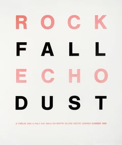 Rock Fall Echo Dust, text, print, red, black and gray
