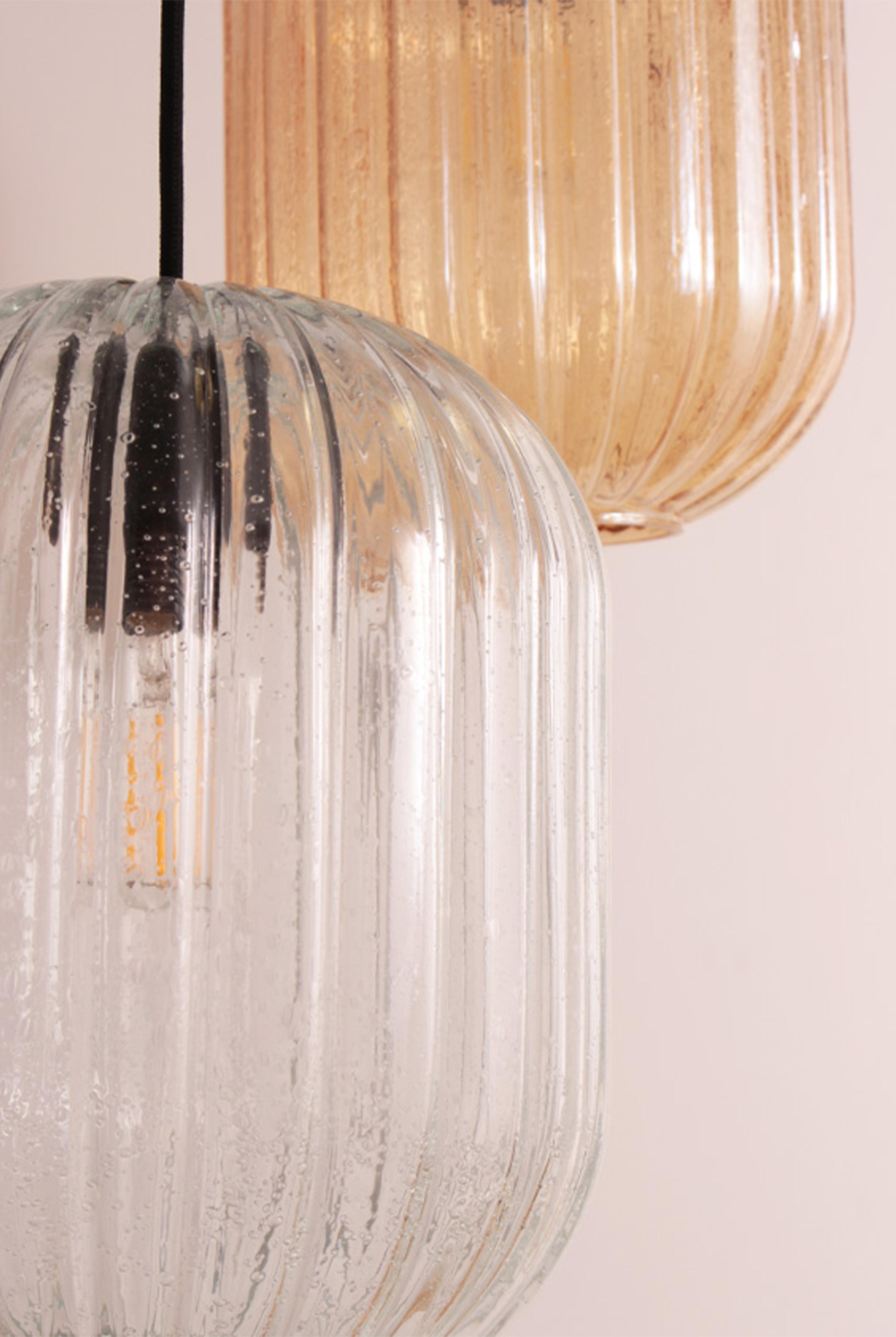Moderno Ciondolo in vetro a 3 luci Hammam di Concept Verre in vendita