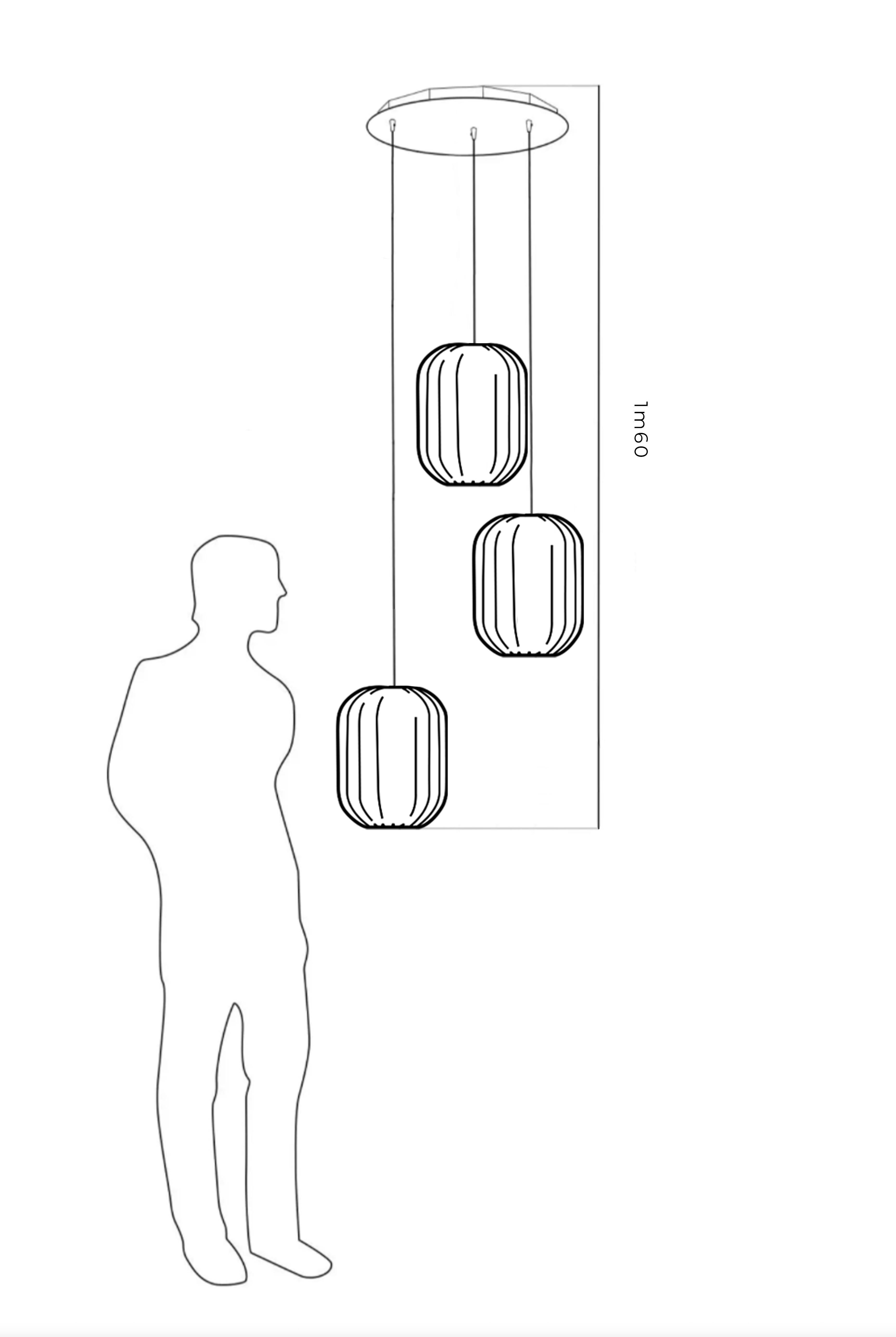 Francese Ciondolo in vetro a 3 luci Hammam di Concept Verre in vendita
