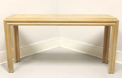 HAMMARY Oak Contemporary Coastal Banded Parquetry Top Console Sofa Table
