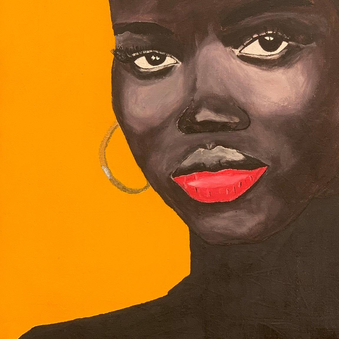 Melanina negra - Portrait Painting Naranja de Hammed Olayanju