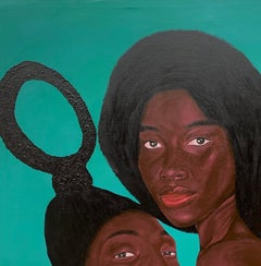 «Sisters Bond», pintura acrílica sobre lienzo, contemporánea, siglo XXI