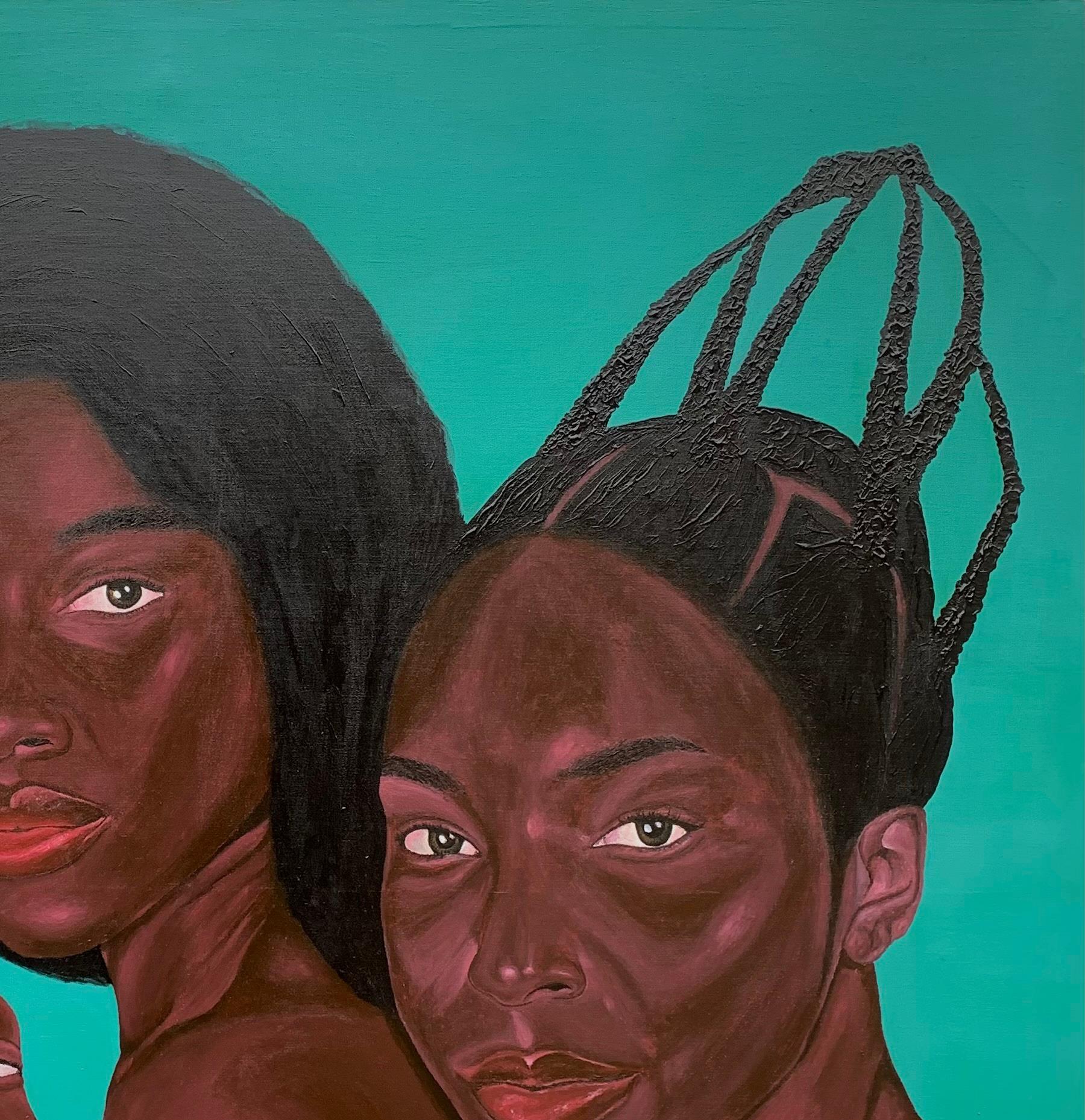 Sisters Bond - Contemporary Painting by Hammed Olayanju
