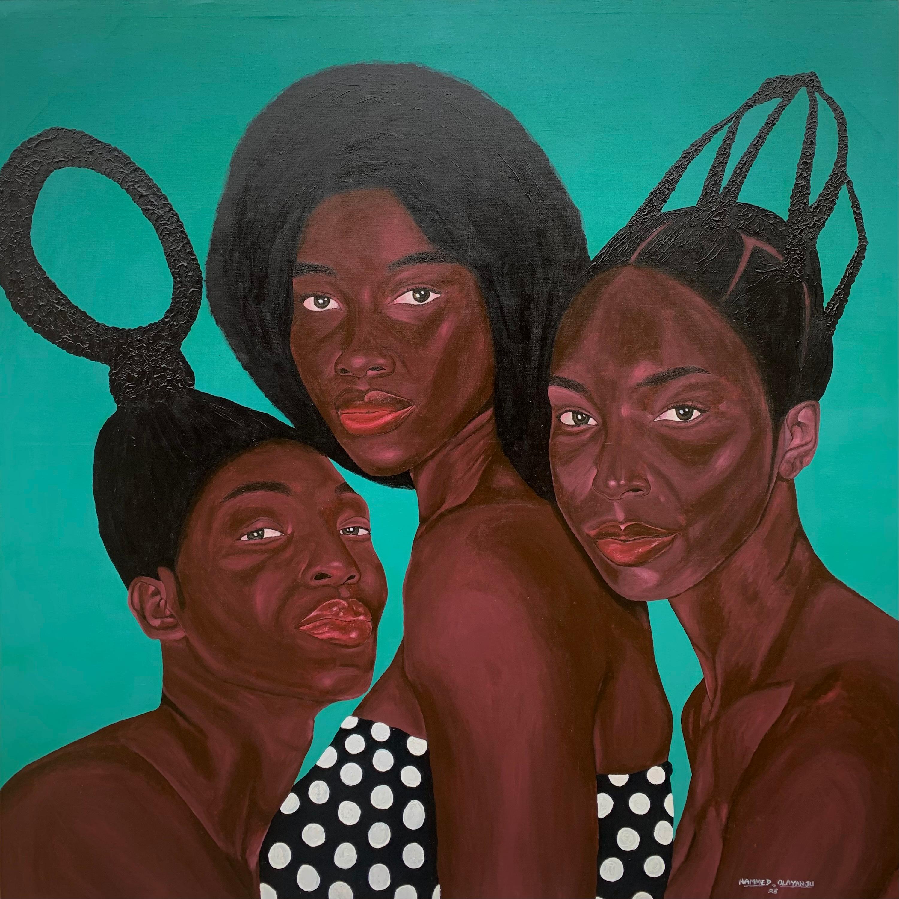 Hammed Olayanju Portrait Painting - Sisters Bond