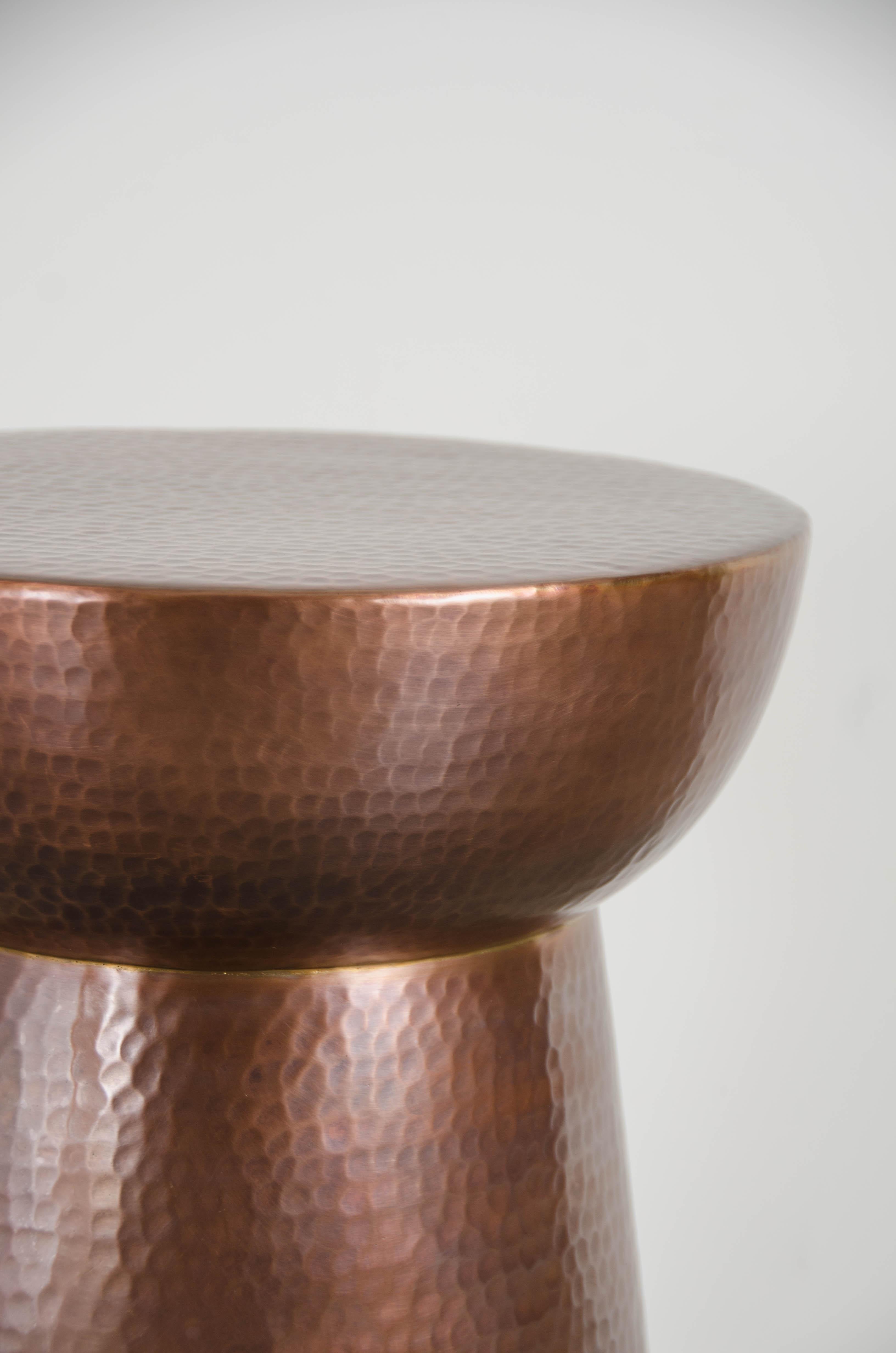 Hammer Marks Chalice Side Table, Antique Copper by Robert Kuo, Hand