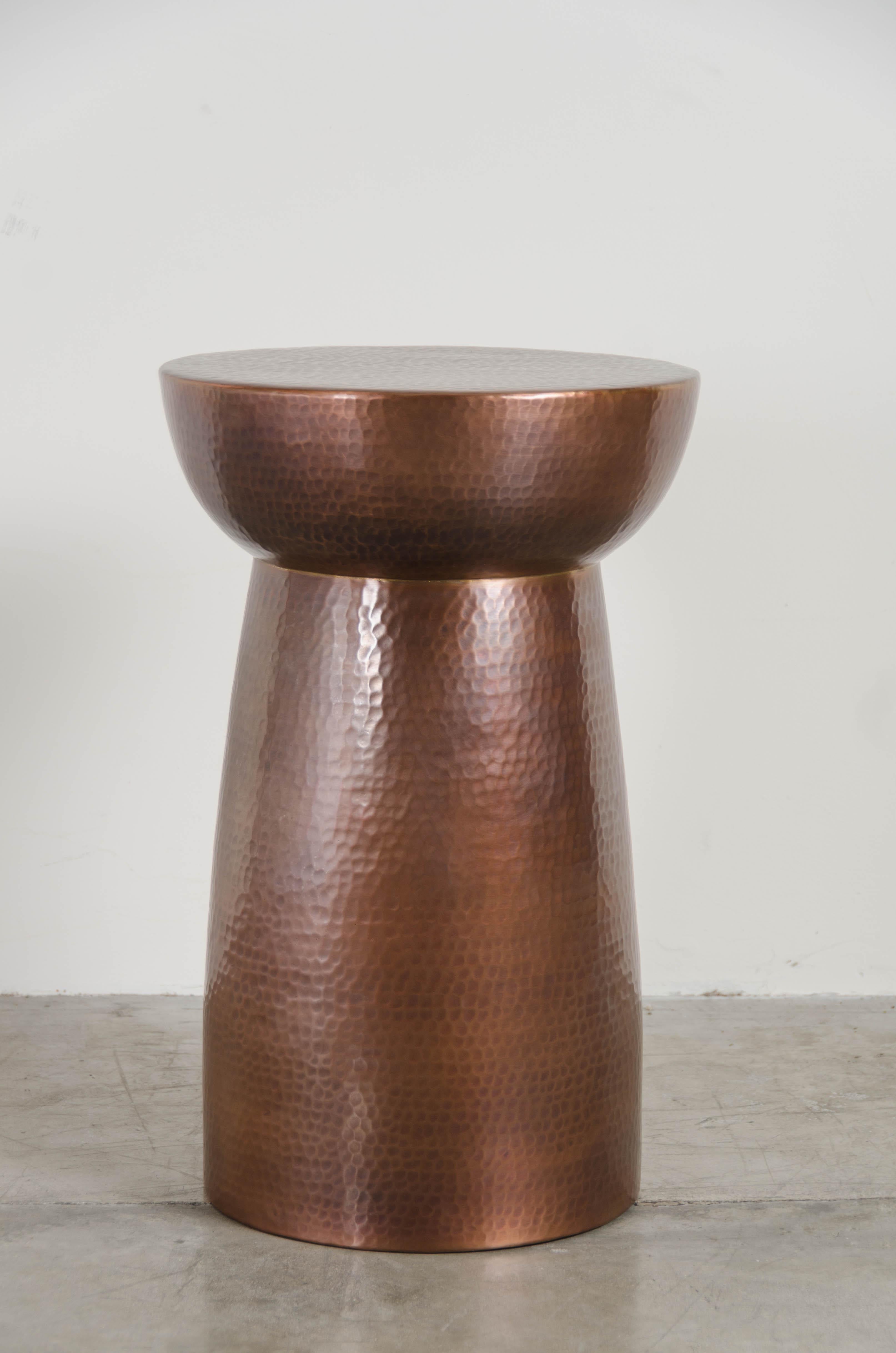 Hammer Marks Chalice Side Table, Antique Copper by Robert Kuo, Hand