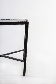 Hammered Steel Bronze Patina End Table Lagos Azul
