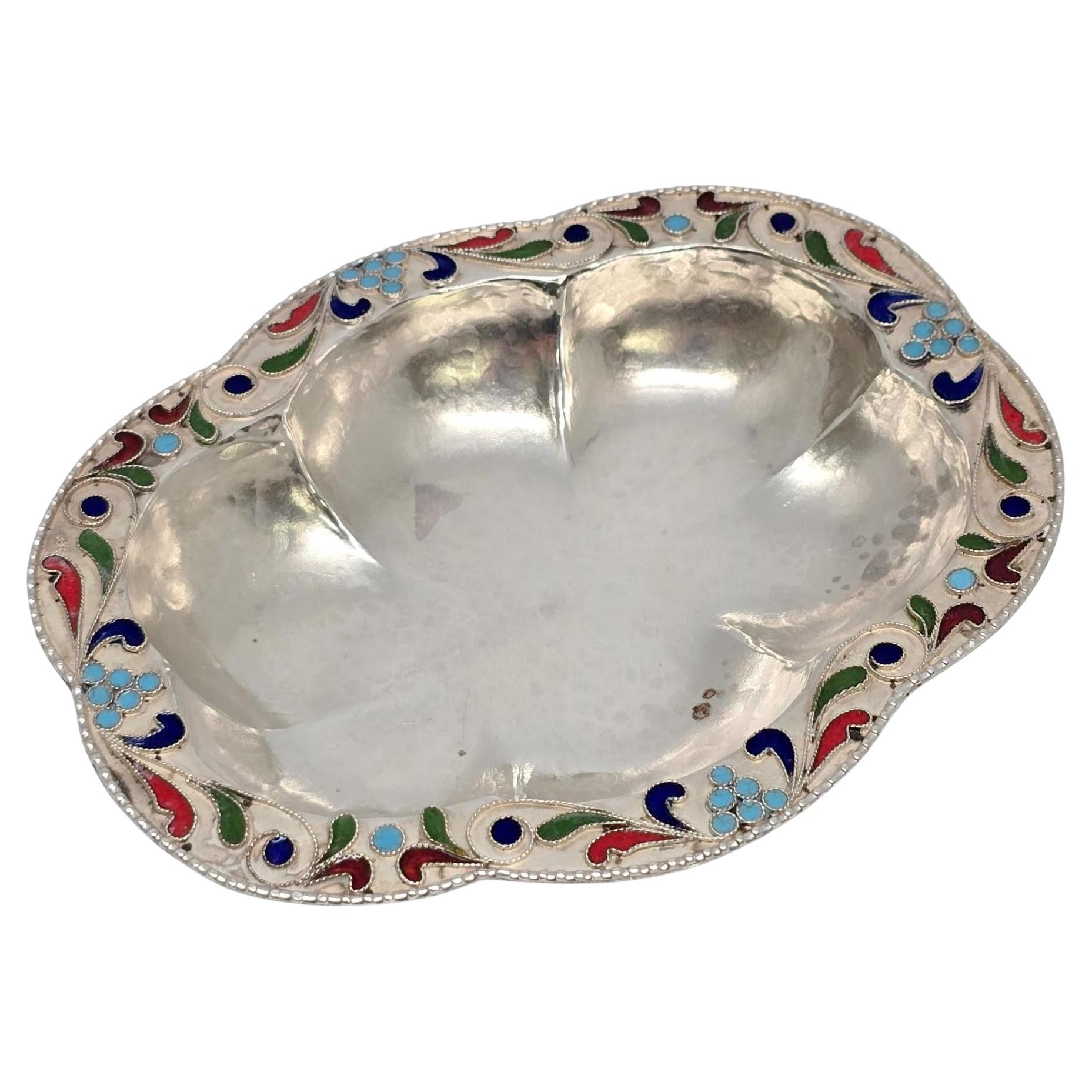 Hammered 950 Silver and Enamel Nut Dish #21023