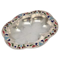 Hammered 950 Silver and Enamel Nut Dish #21023