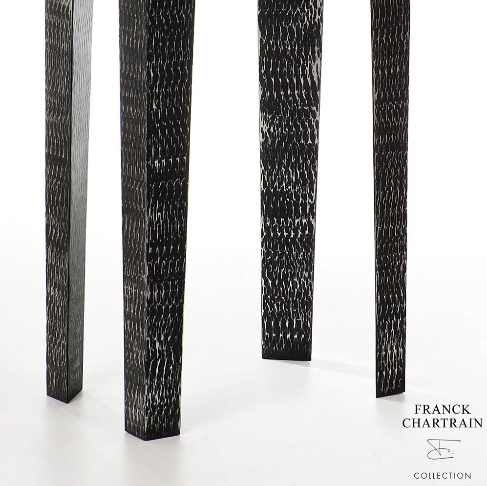 French Hammered Aluminium Console, African Style, Franck Chartrain, France For Sale