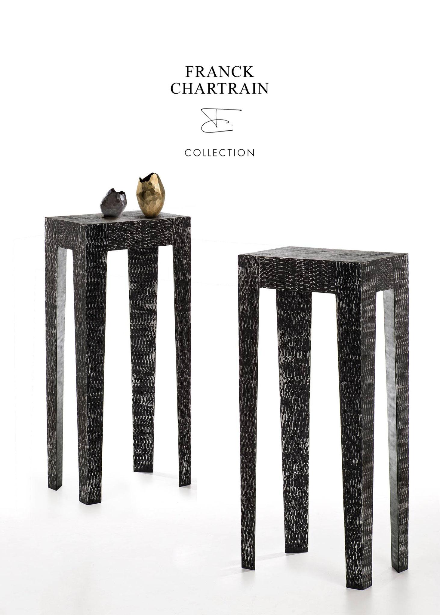 Hammered Aluminium Console, African Style, Franck Chartrain, France In New Condition For Sale In Paris, FR