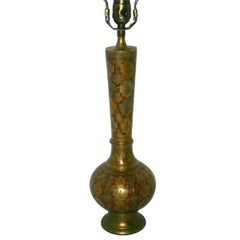 Hammered and Enameled Brass Lamp