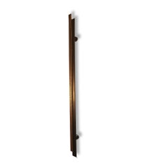 Hammered and patinated brass door pull – Art Deco linear design, 78 cm