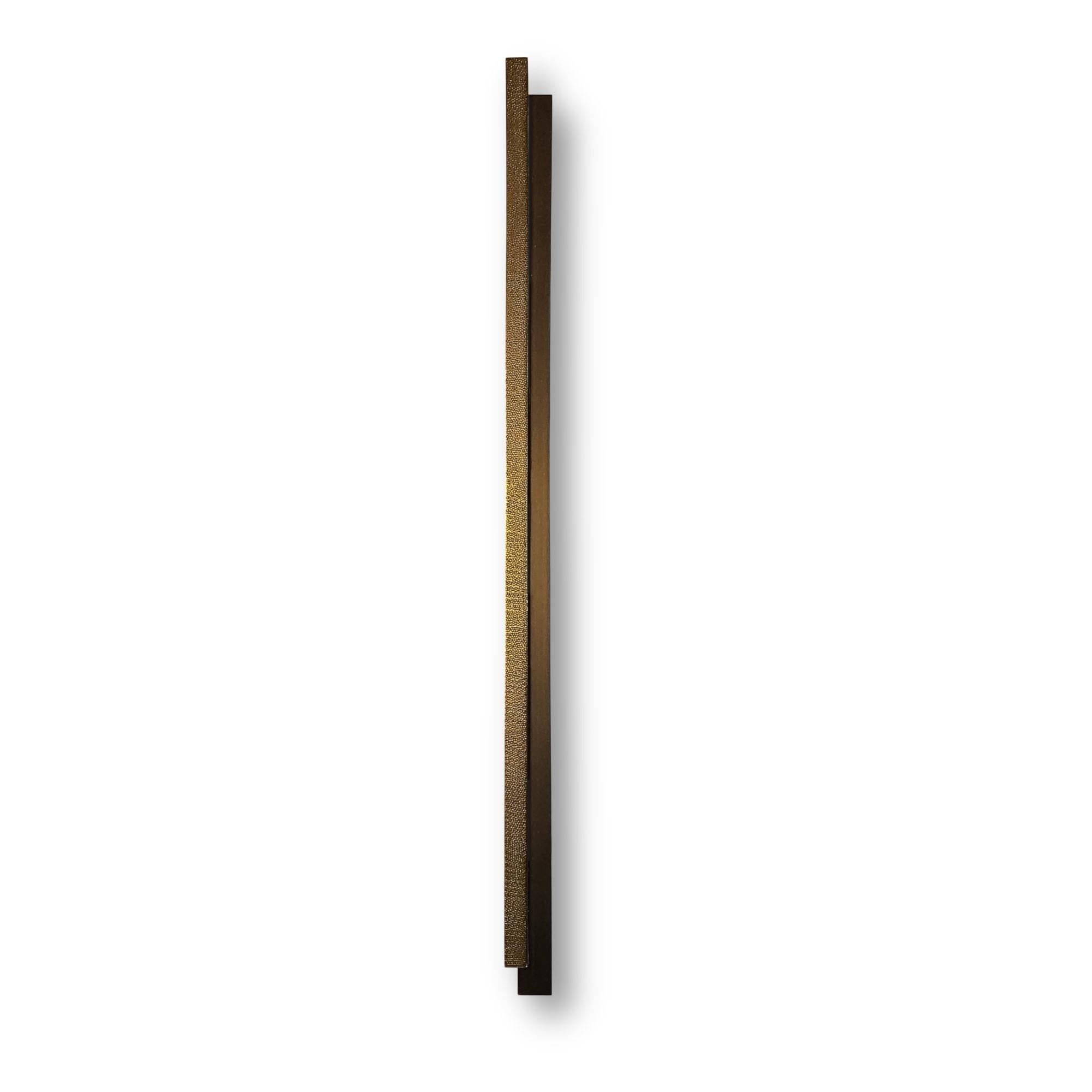 Poignée de porte en laiton martelé et patiné 78 cm collection Art déco en vente 2