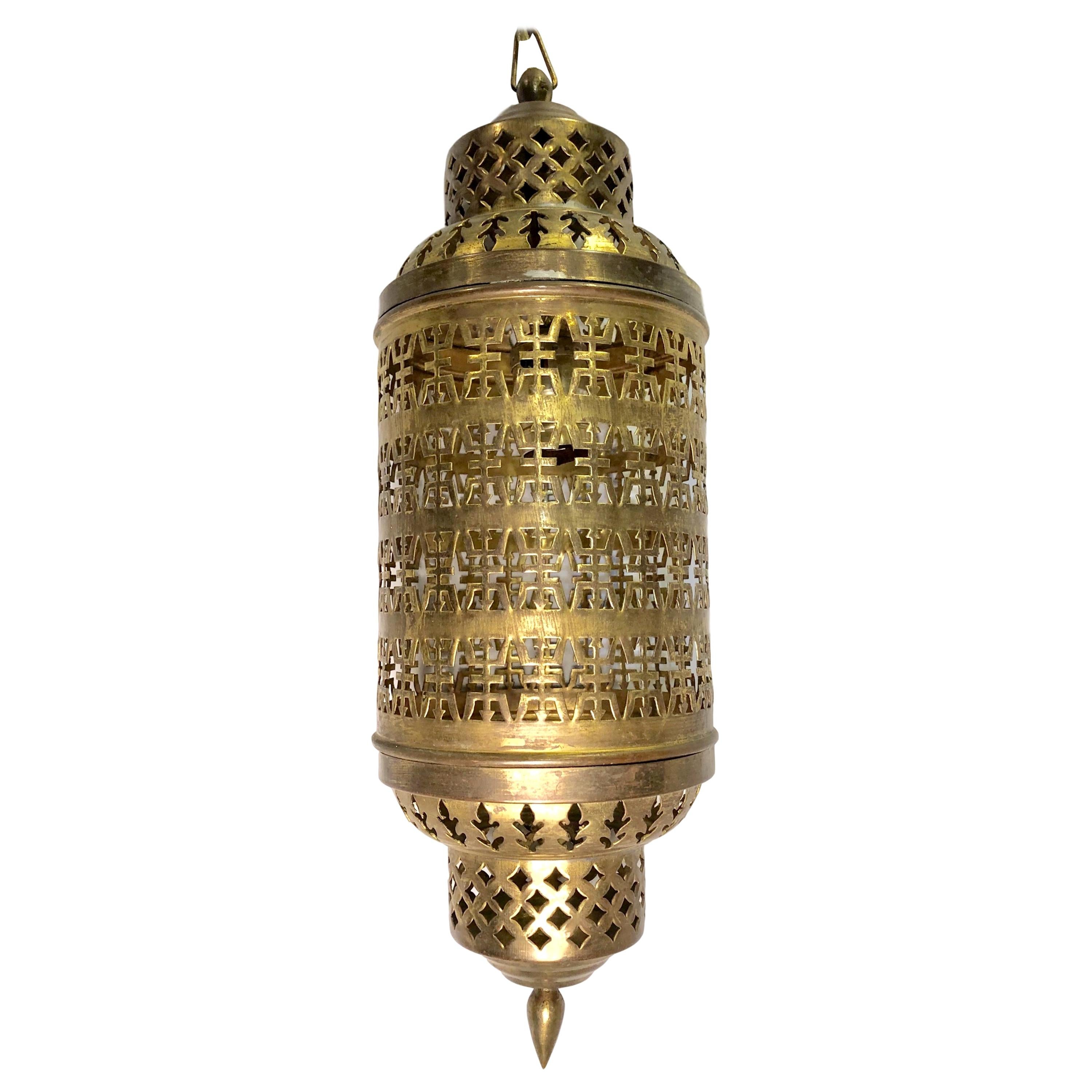Hammered and Pierced Middle Eastern Lantern For Sale