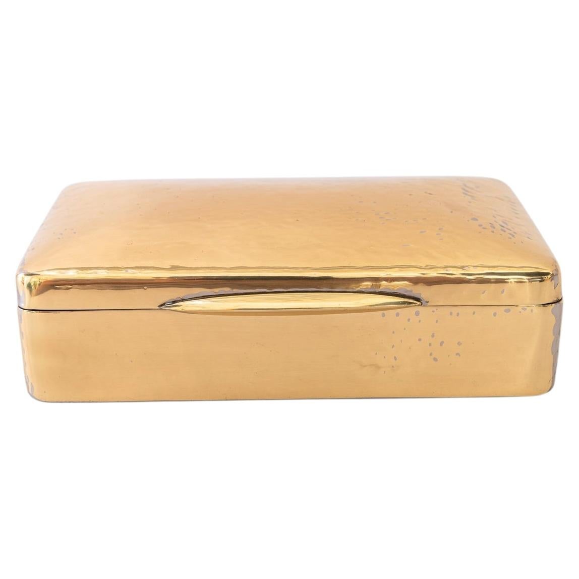Hammered Art Deco Brass Jewelry Box vienna around 1920s For Sale