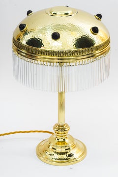 Hammered Art Deco Table lamp with glass sticks vienna around 1920s