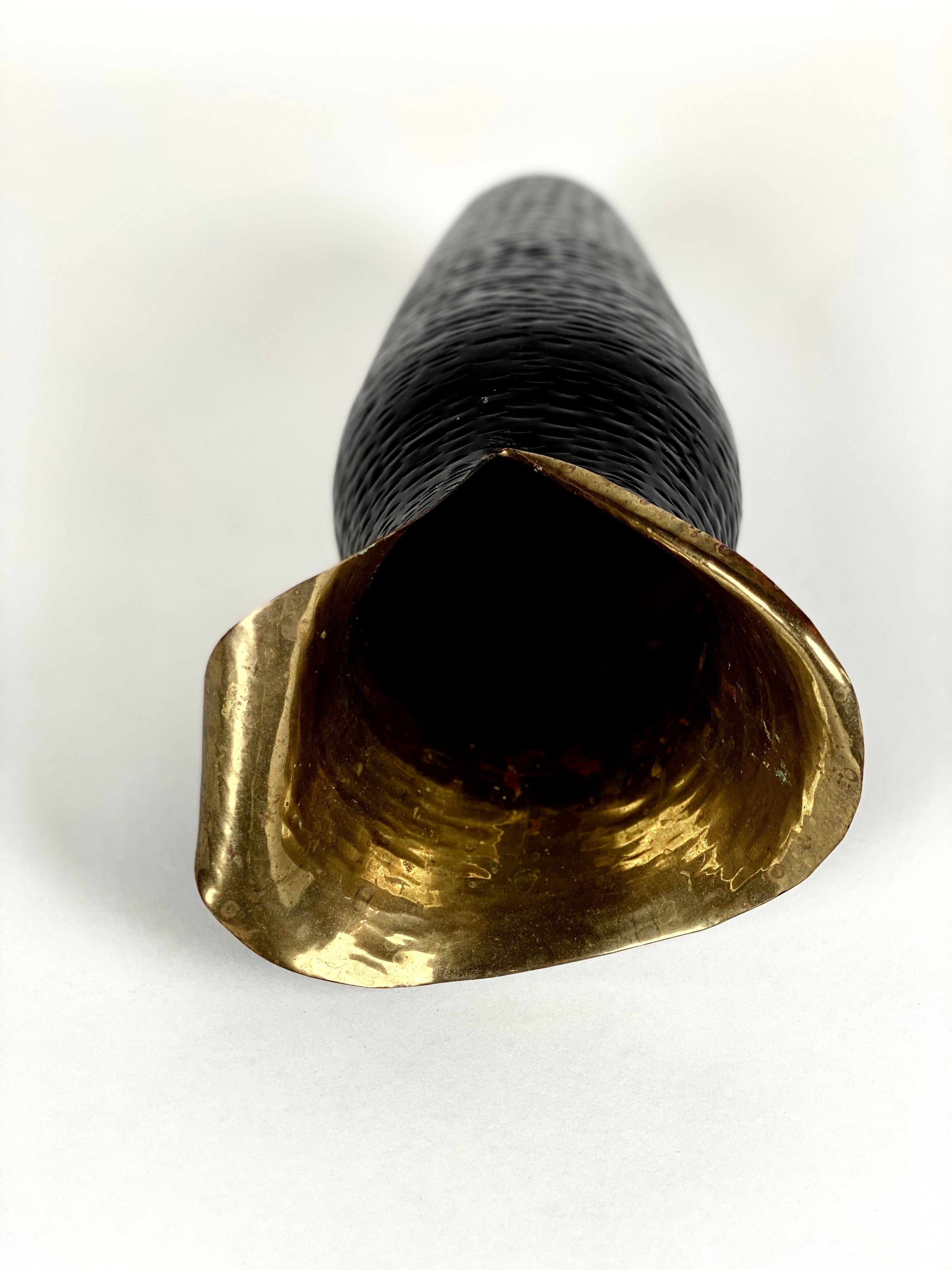 Hammered Black Brass Vase 2