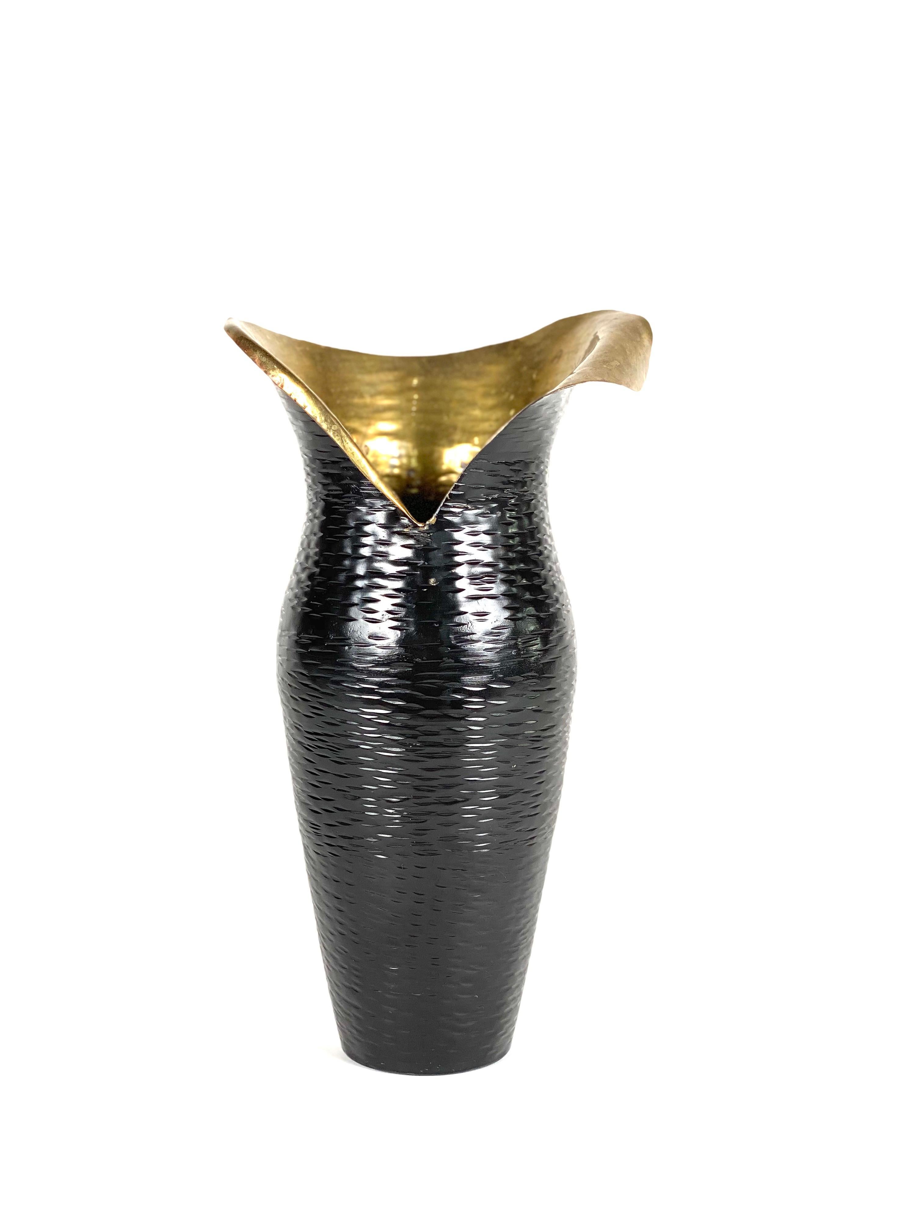 Hammered Black Brass Vase 3