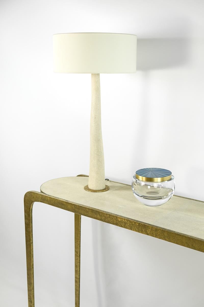 Hammered Brass and Shagreen Console by Ginger Brown For Sale 1