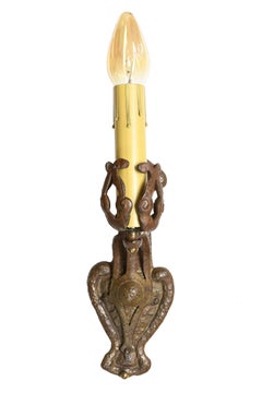 Hammered Brass Art Nouveau Sconce