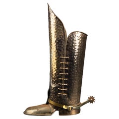 Vintage Hammered Brass Boot Umbrella Stand