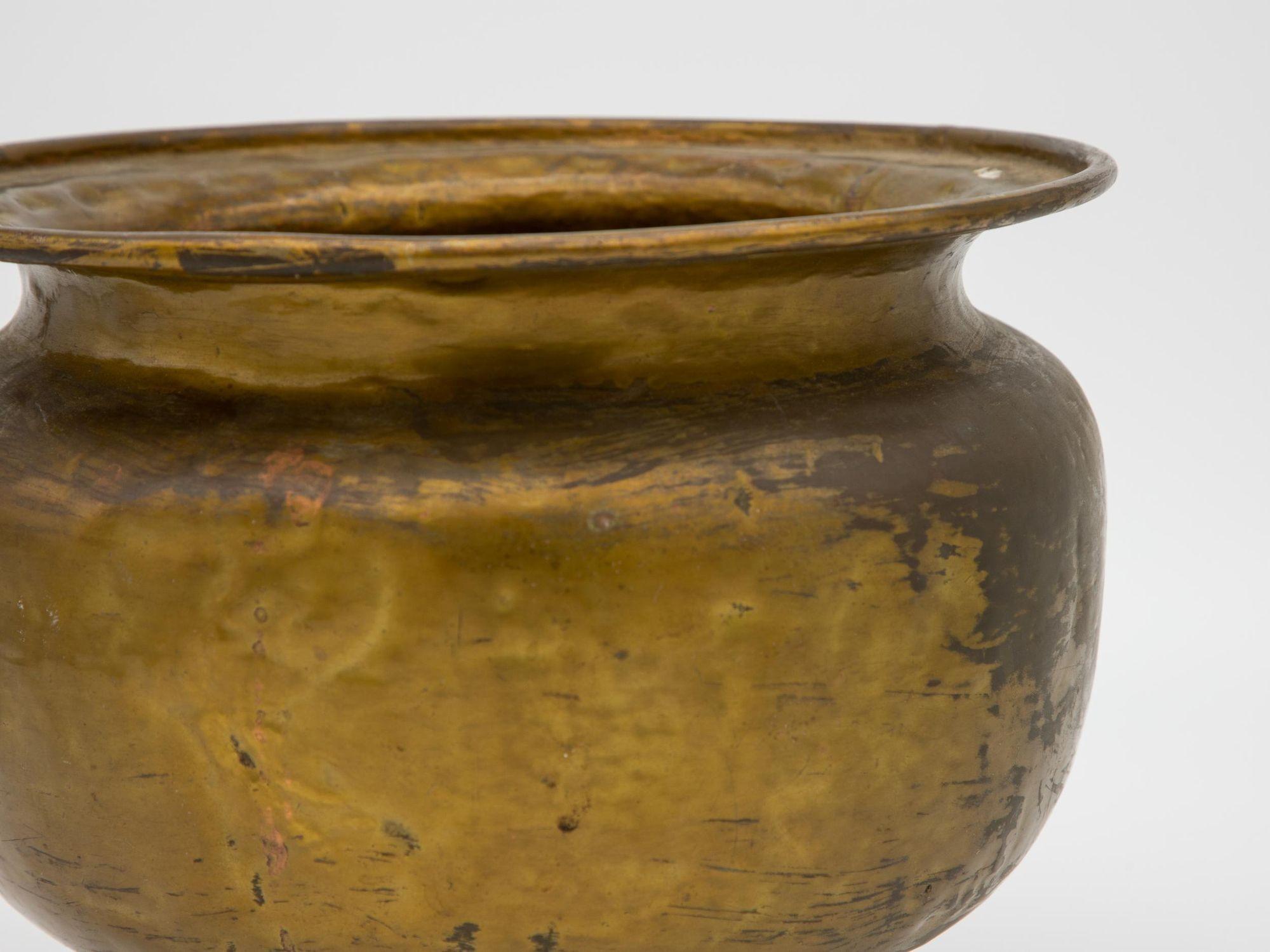 20th Century Hammered Brass Bowl on Three Feet