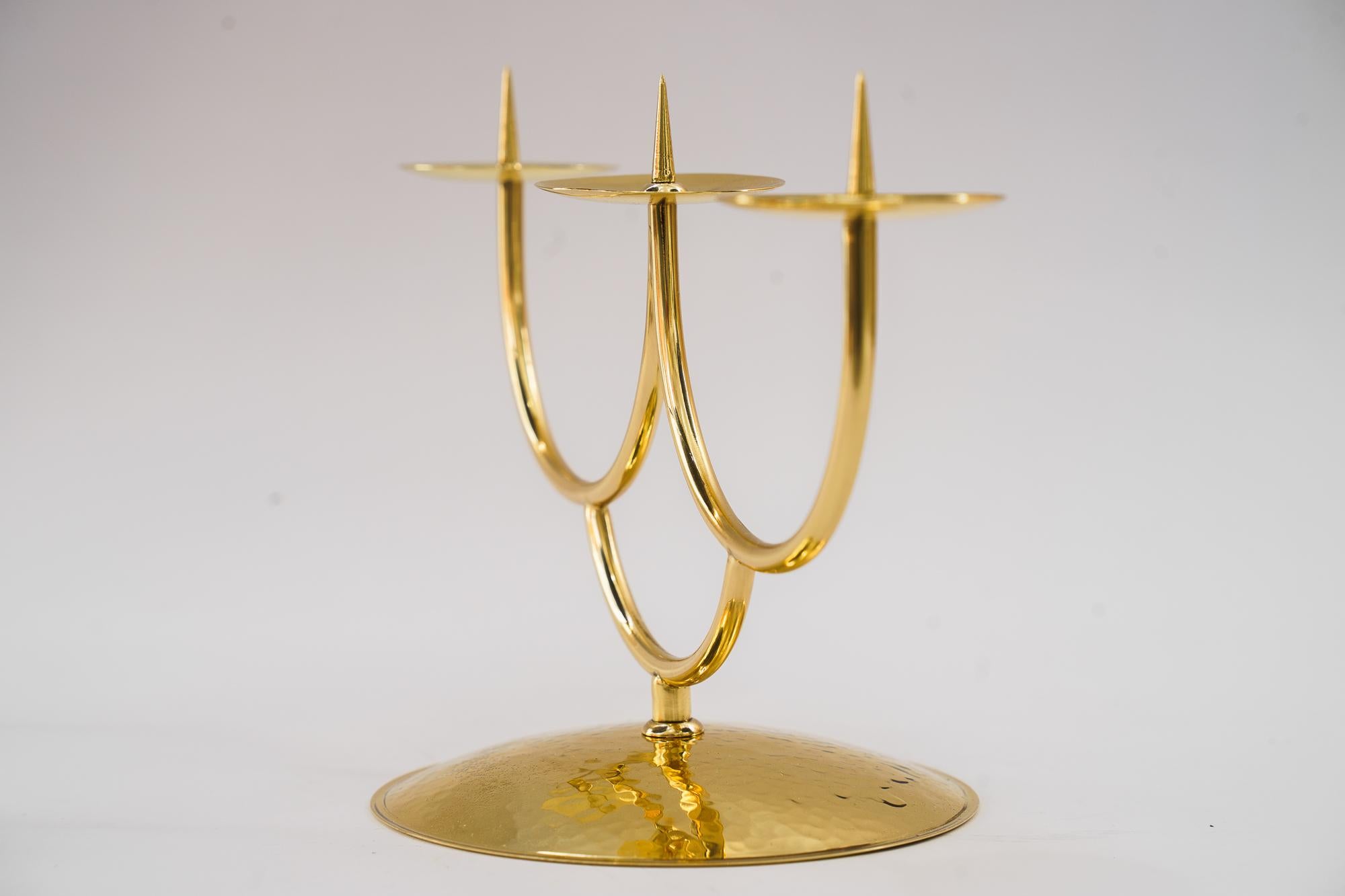 Austrian Hammered Brass Candel holder vienna around 1950s For Sale