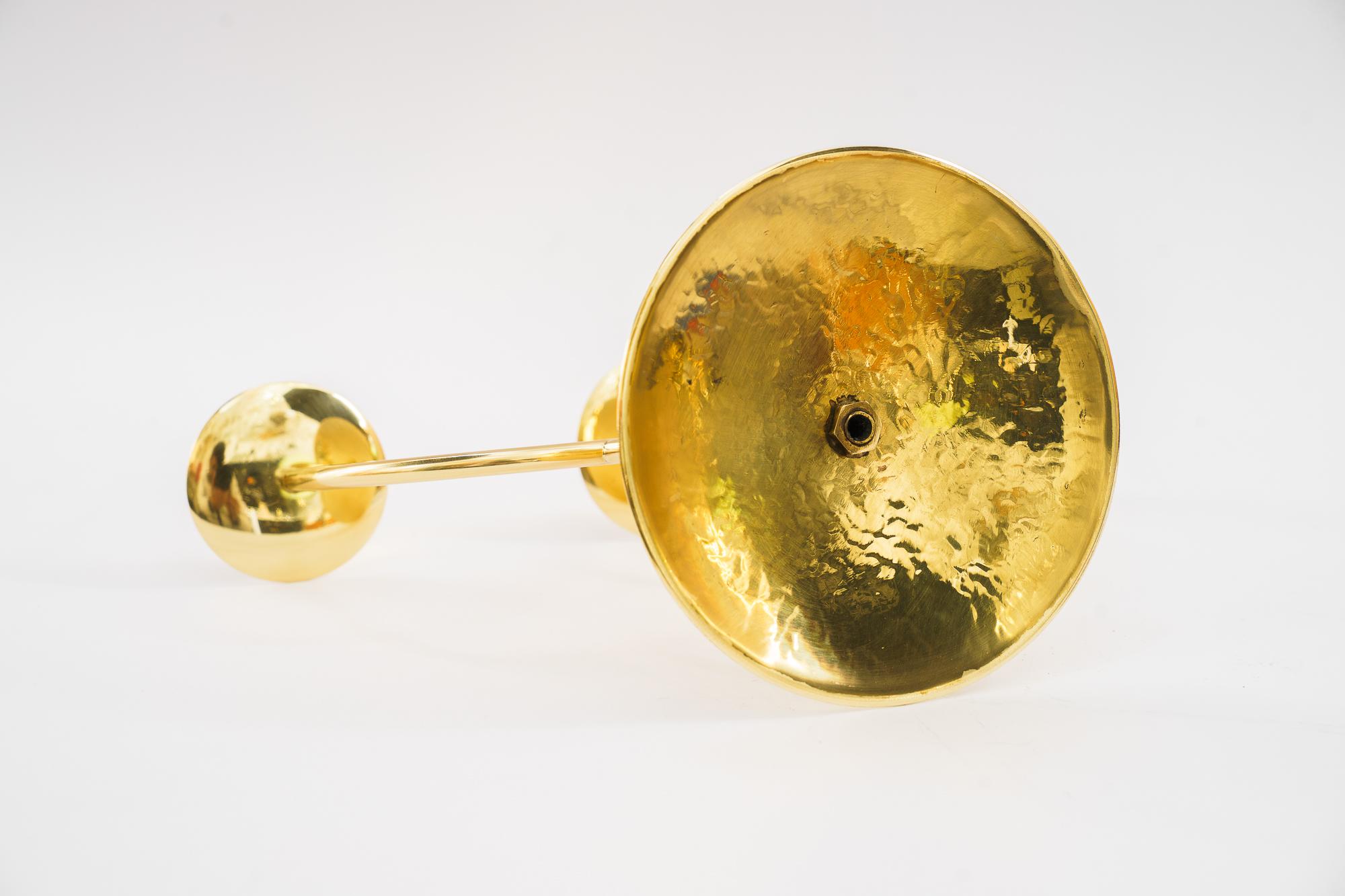 Mid-20th Century Hammered Brass Candel holder vienna around 1950s For Sale