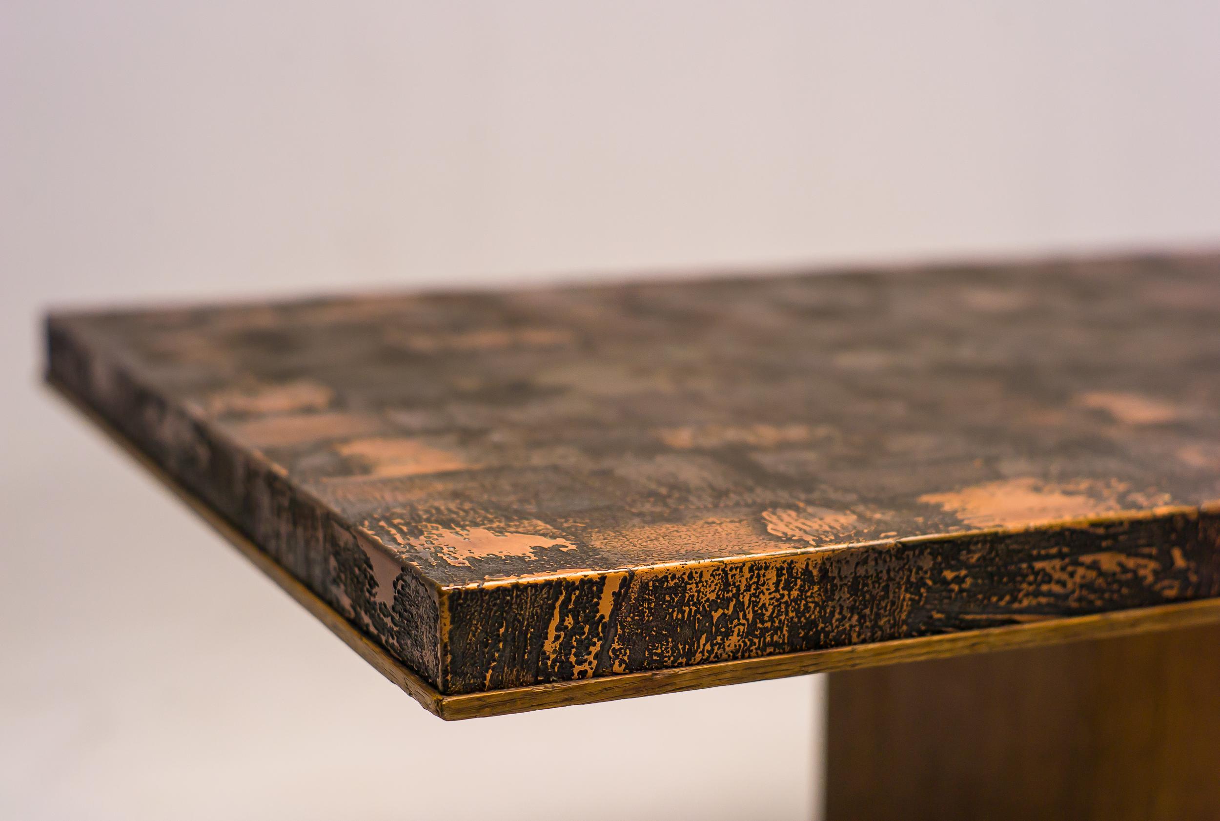 Danish Hammered Brass Coffee Table by Illum Wikkelsø For Sale