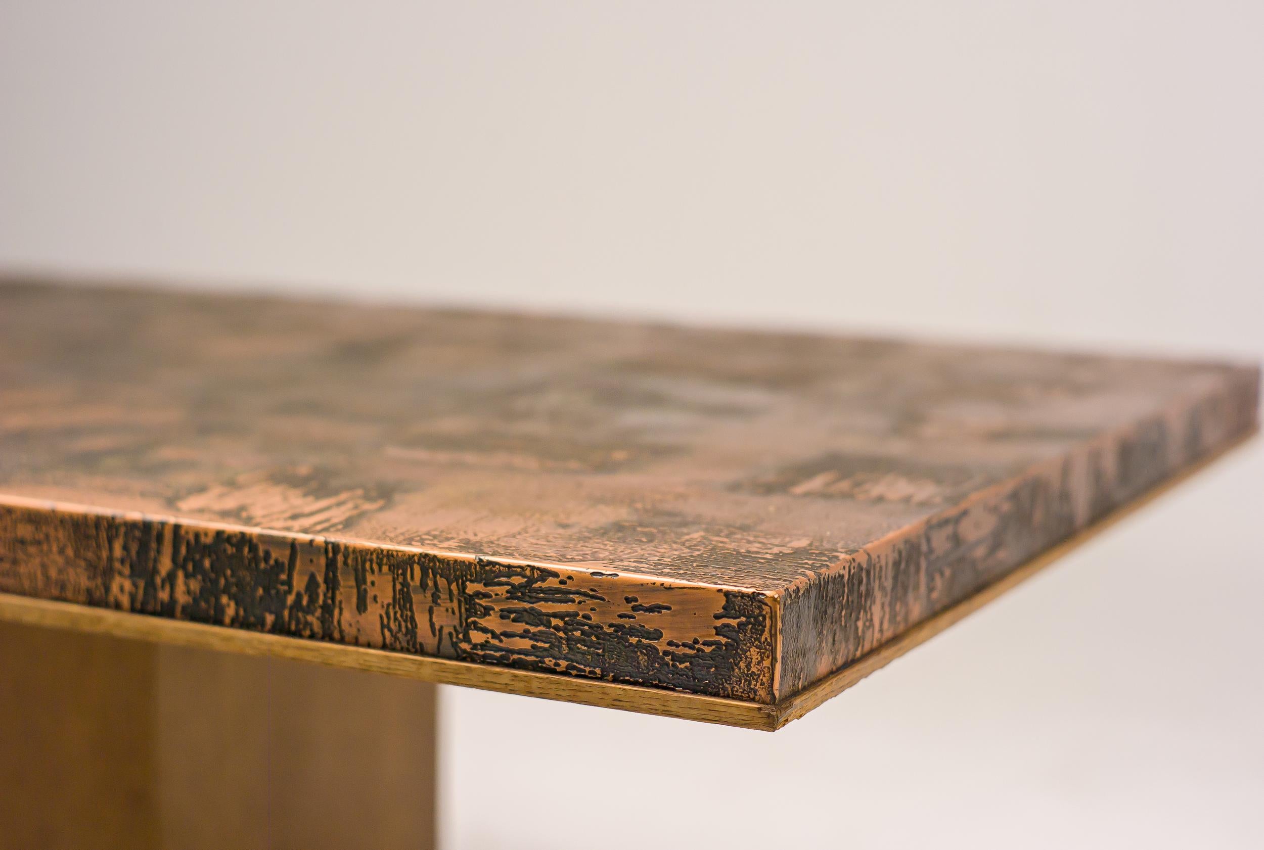 Etched Hammered Brass Coffee Table by Illum Wikkelsø For Sale