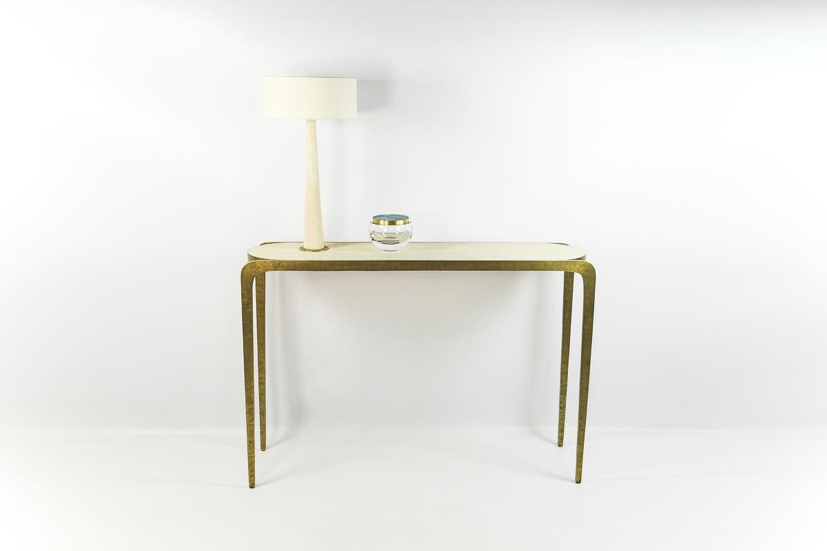 French Hammered Brass Console by Ginger Brown For Sale