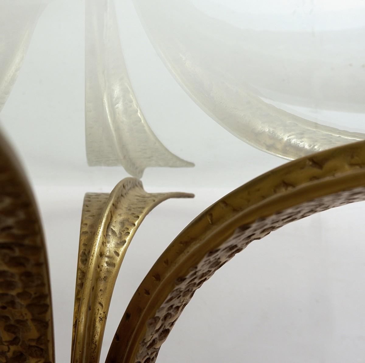 Hammered Brass Dining Table by Luciano Frigerio, 1980s For Sale 1