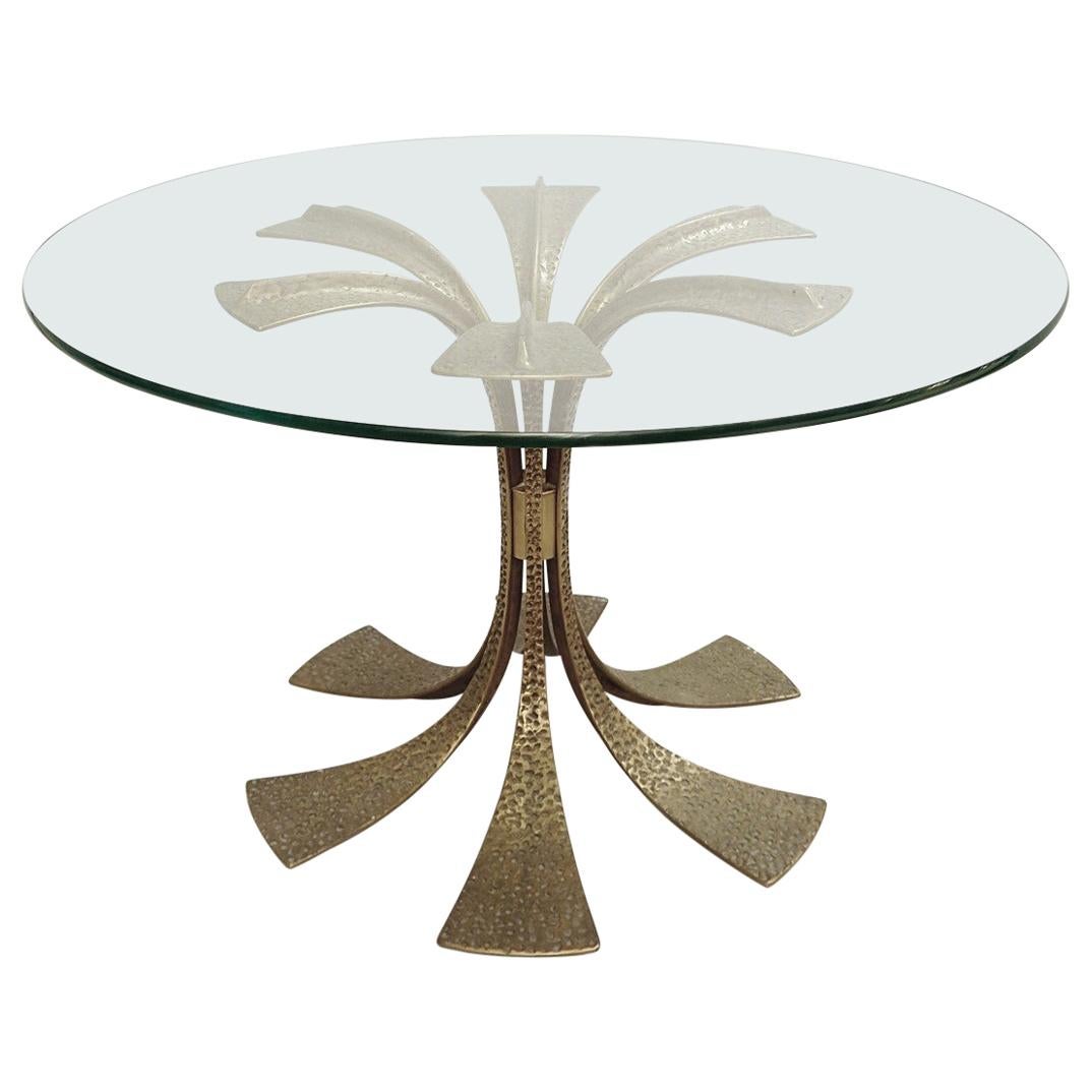 Hammered Brass Dining Table by Luciano Frigerio, 1980s