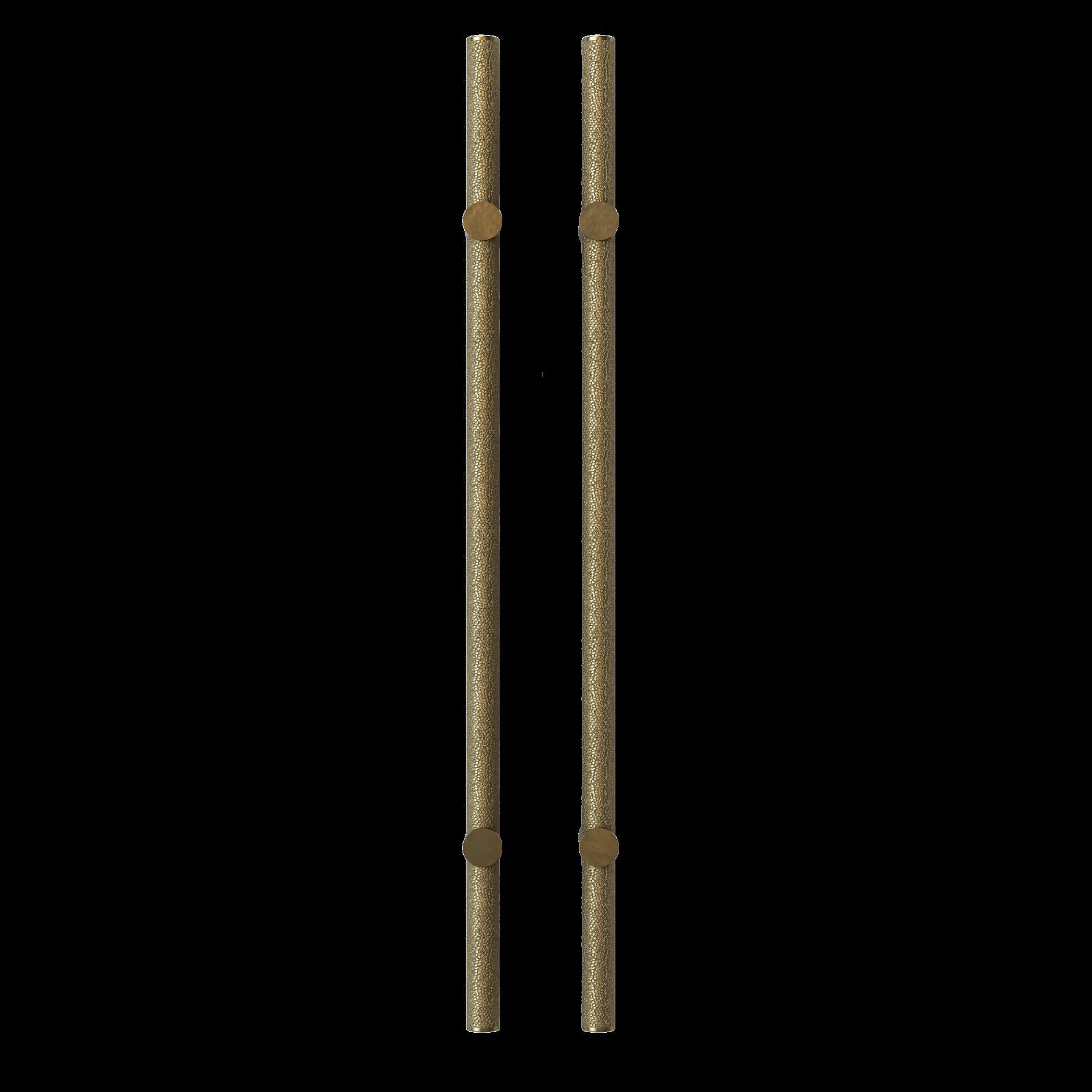 Brass Hammered brass door pull with shagreen effect  Length 70 cm Art Deco collection For Sale