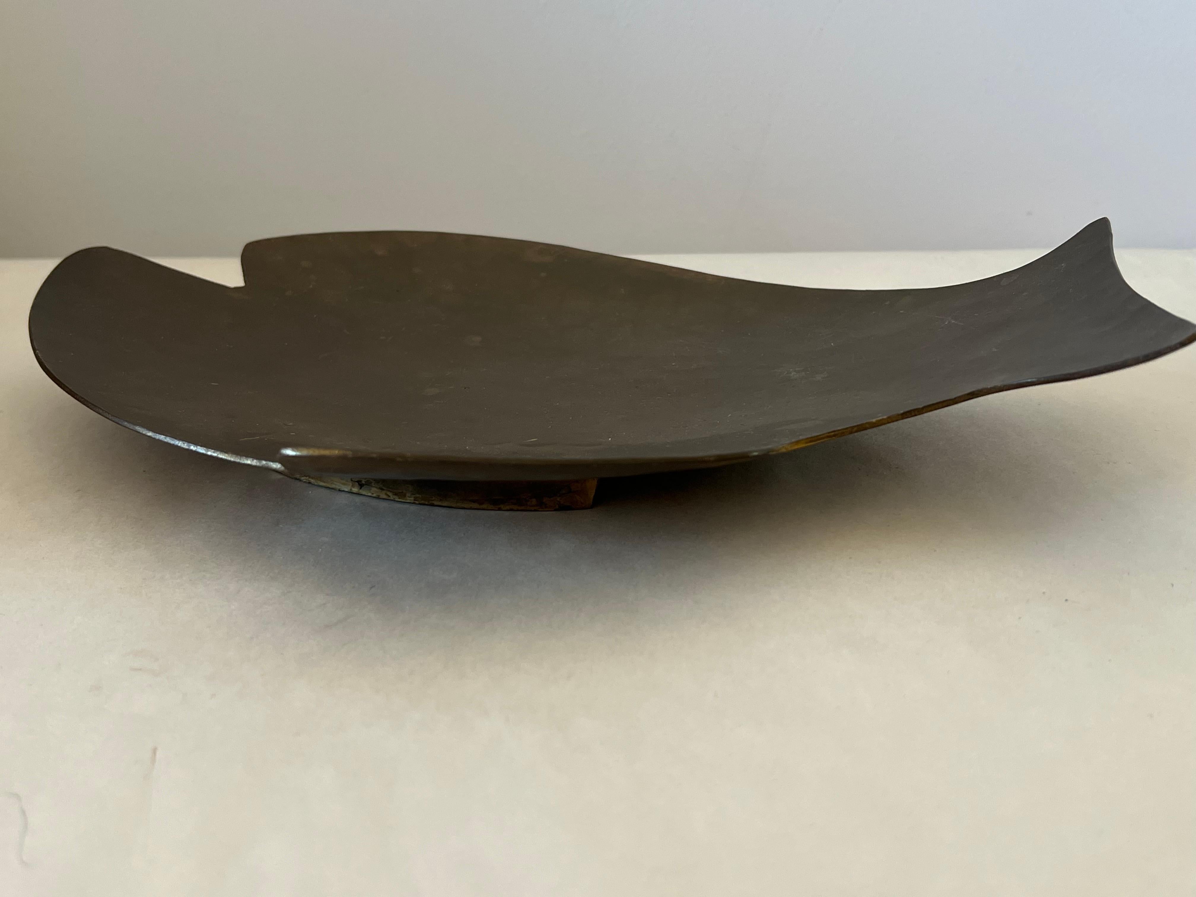 Hammered Brass Fish Sculpture 1950's Made In Germany For Sale 1