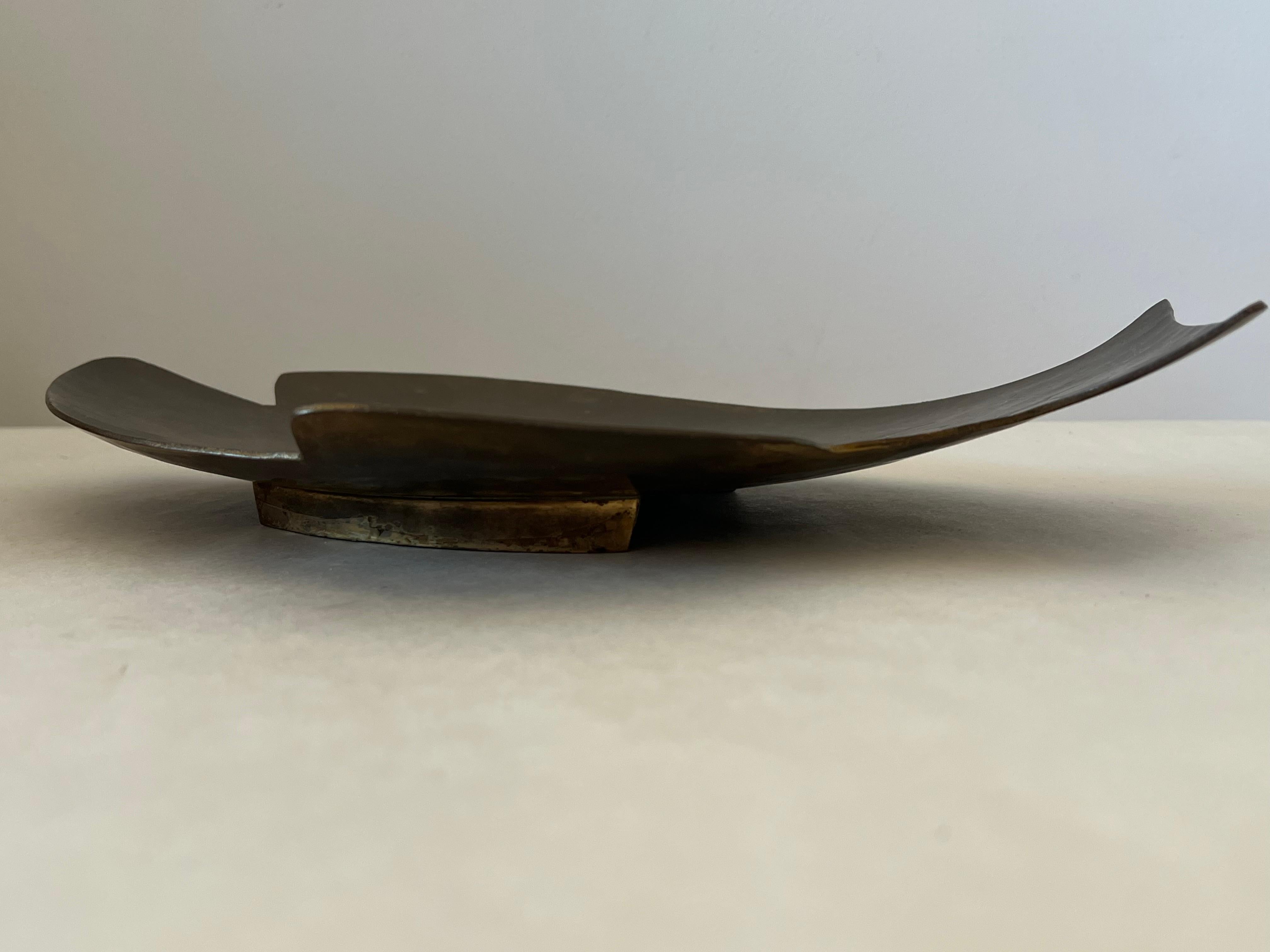 Hammered Brass Fish Sculpture 1950's Made In Germany For Sale 2