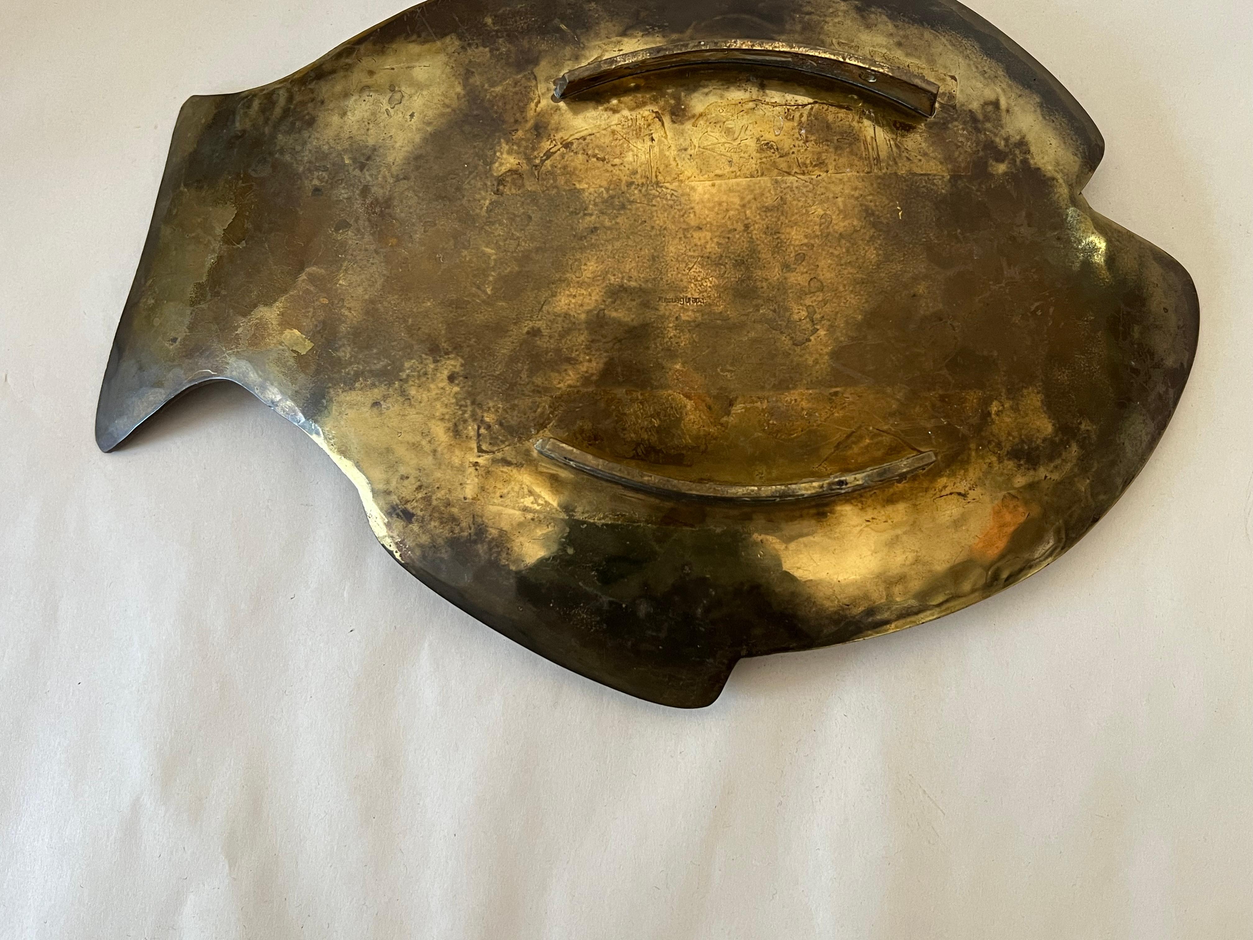 Hammered Brass Fish Sculpture 1950's Made In Germany For Sale 4