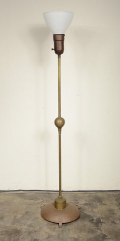 Hammered Brass Folk Art Modernist Floor Lamp