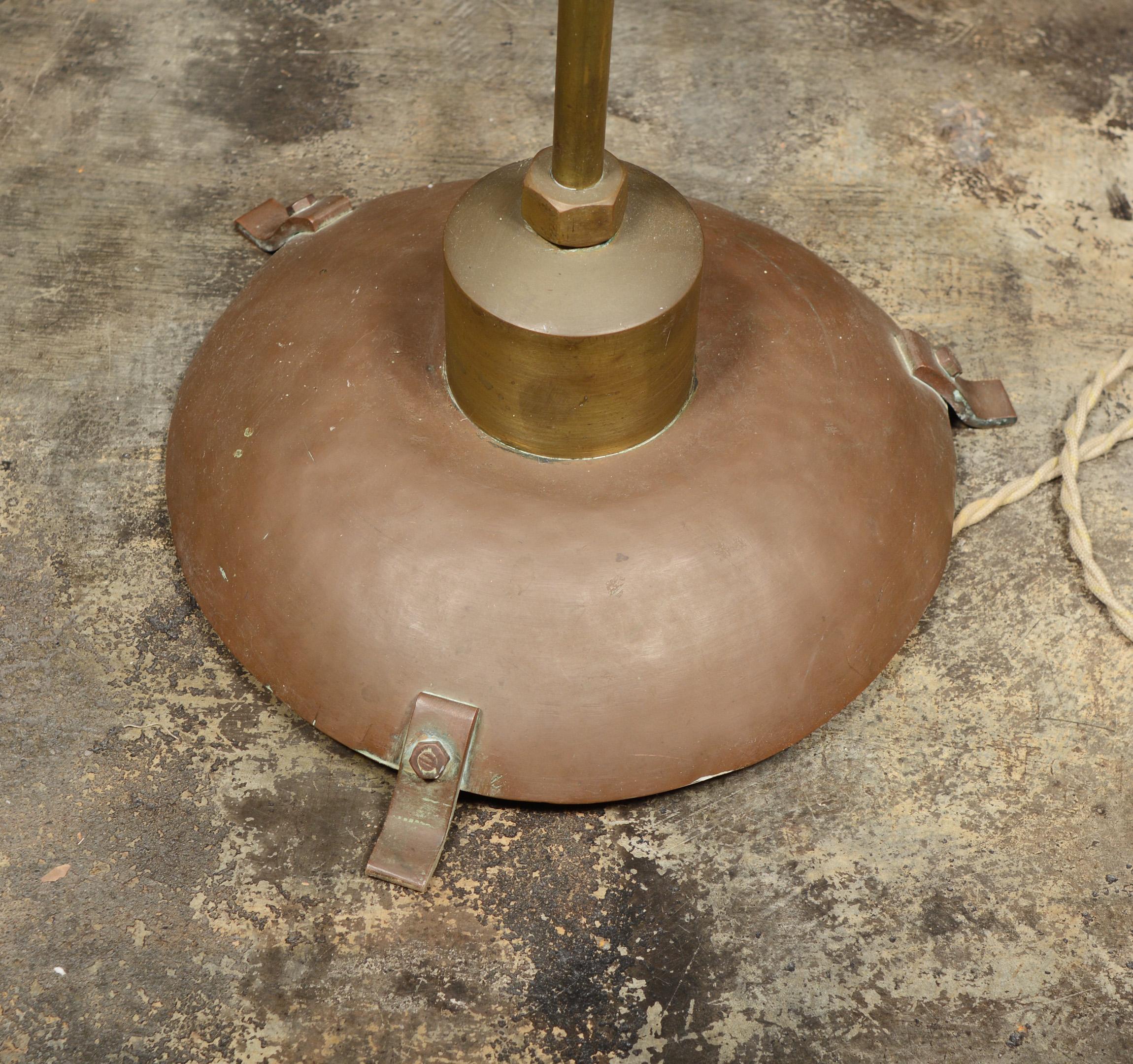 Hammered Brass Folk Art Modernist Floor Lamp For Sale 2