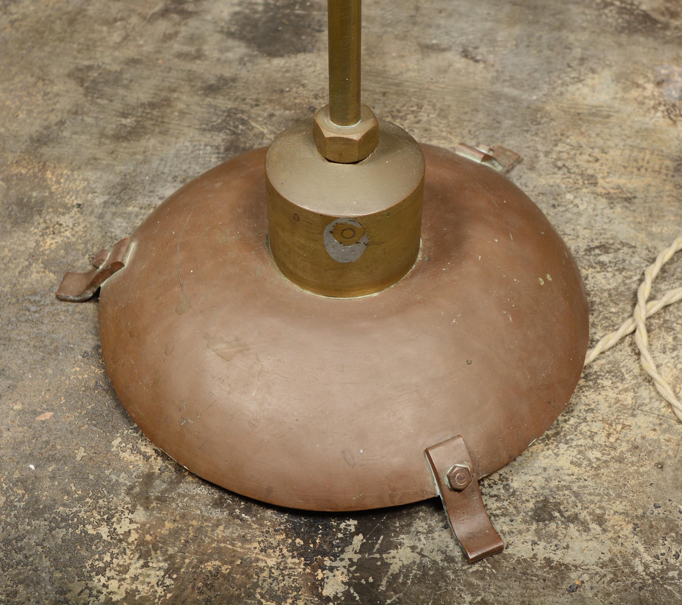 Hammered Brass Folk Art Modernist Floor Lamp For Sale 3