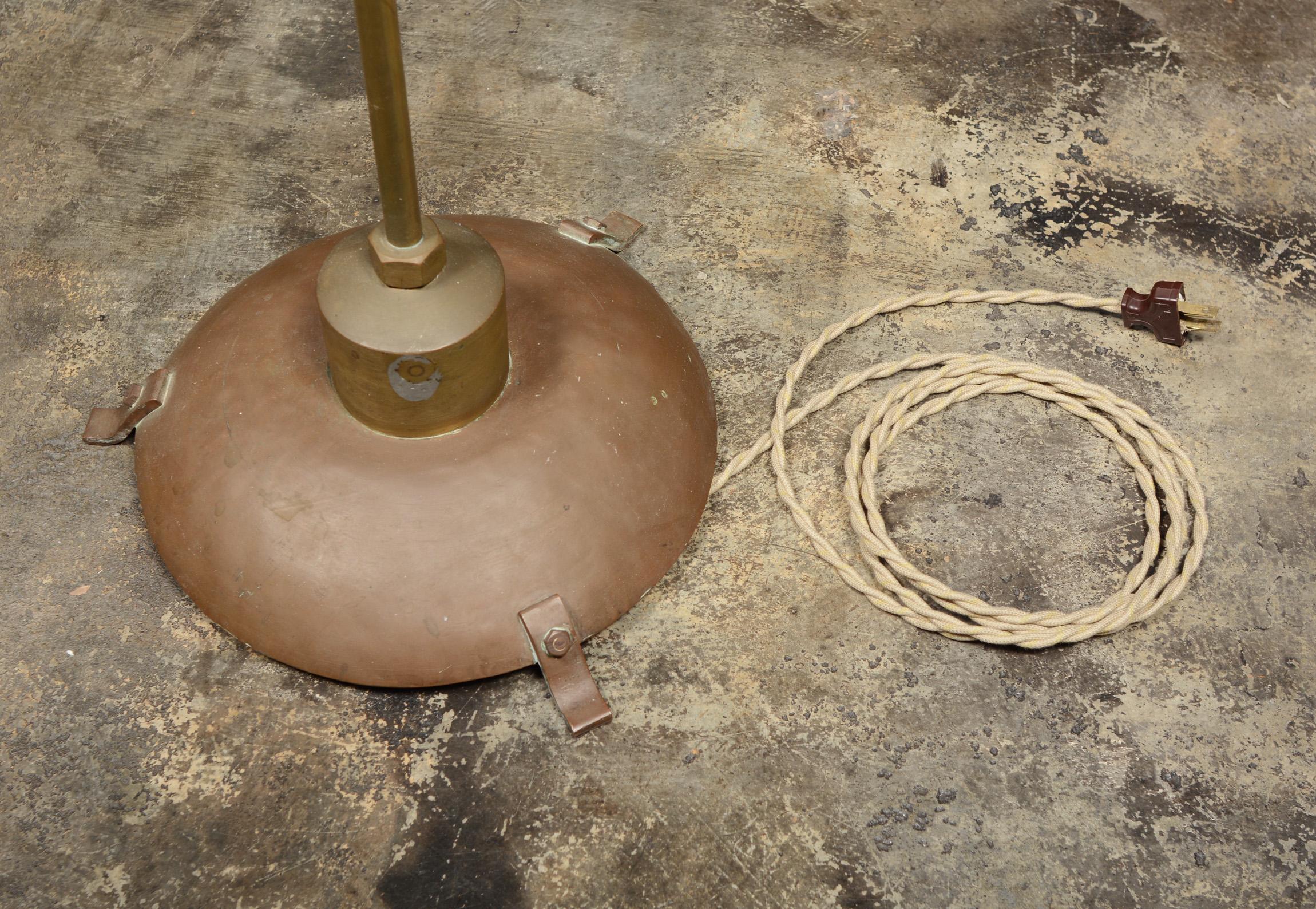 Hammered Brass Folk Art Modernist Floor Lamp For Sale 4