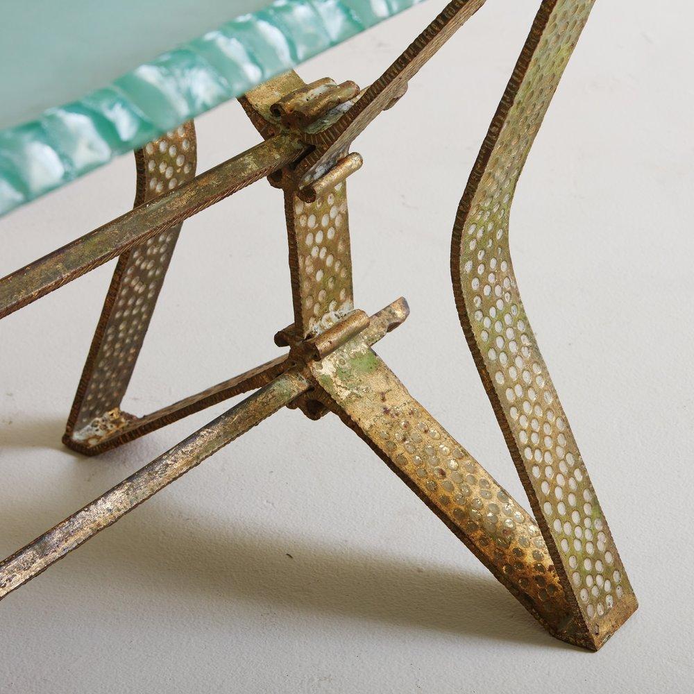 Hammered Brass + Glass Coffee Table Attributed to Pier Luigi Colli, Italy, 1950s For Sale 5