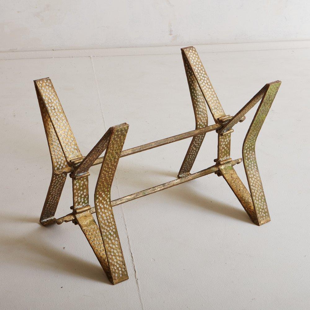 Hammered Brass + Glass Coffee Table Attributed to Pier Luigi Colli, Italy, 1950s For Sale 3