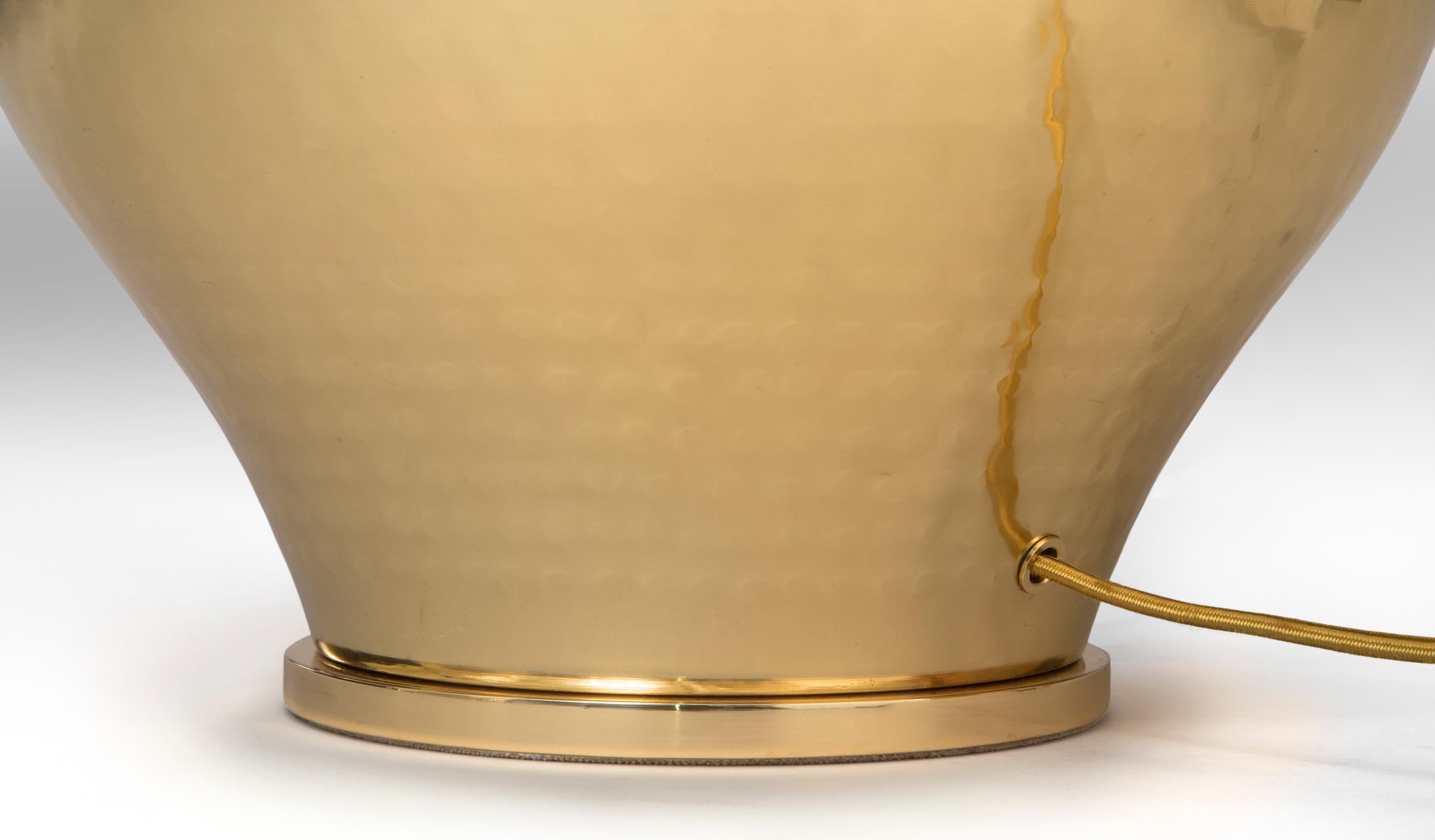 Mid-Century Modern Hammered Brass Lamp